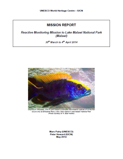 Reactive Monitoring Mission to Lake Malawi National Park (Malawi) - 30 March to 4 April 2014  (Mission Report available here)